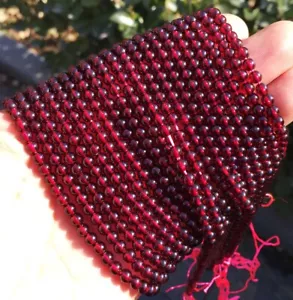 83CT 4mm 100PC Gemmy!Natural Wine Red Garnet Crystal Bracelet Handicrafts sl007 - Picture 1 of 12