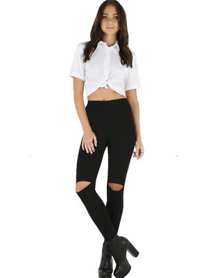 BlackMilk XS Rip it Up Legging Pants High Waist Cutout Knee Gothic Grunge X16 - Image 1 of 4