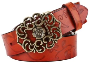 Women's Leather Belt for Dress Jeans Belt Vintage Genuine Leather Wide Waist ... - Picture 1 of 7