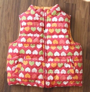 Girls GYMBOREE - Reversible HEART Pink Print Sleeveless Vest Coat Jacket XS 3 4 - Picture 1 of 1