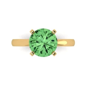 3 tcw Round Cut Engagement Ring for Women, 14K Yellow Gold Green Promise Ring - Bild 1 von 11