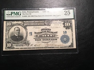 1902 National Bank Note Erie Pa PMG Very Fine 25 Low Charter No. - Image 1 of 2
