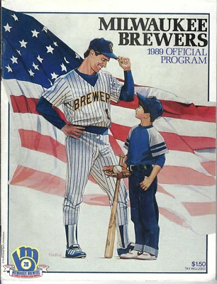 Milwaukee Brewers Official Program 1989 Robin Yount Dan Plesac - Image 1 of 2