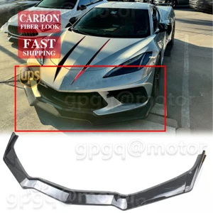 For Chevy Corvette C8 2020-2025 5VM Style Carbon Fiber Front Bumper Lip Spoiler - Picture 1 of 13