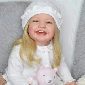 Bambola neonato 28 pollici rifinita Mila gialla radicata a mano panno per capelli corpo bambino - Foto 1 di 4