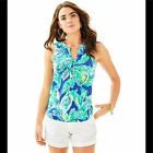 Lilly Pulitzer Essie Top Tank Printed Smocked Ruched Button Sleeveless NEW XS