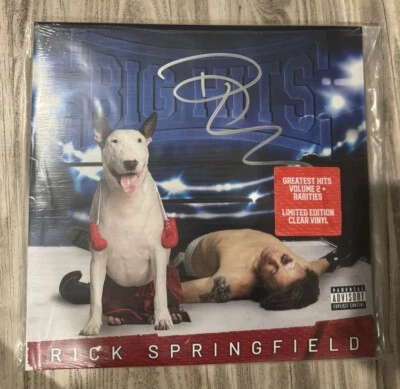 SIGNED Big Hits Greatest Hits, Vol 2  (Clear Vinyl) AUTOGRAPHED Rick Springfield - Image 1 of 3