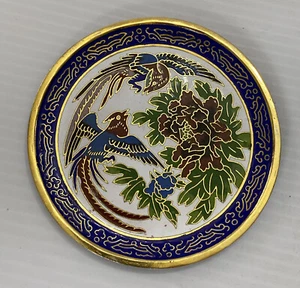 Plato pequeño cloisonné chino vintage azul - Imagen 1 de 13