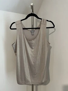 Chico’s Travelers Women Gold Shimmer Tank Top Sleeveless Shell Stretch 2 - Picture 1 of 4