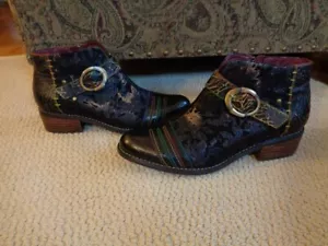 L'Artiste Spring Step Georgiana Cuero Botín Negro Multi 38 EUR/8 US NUEVO - Imagen 1 de 21