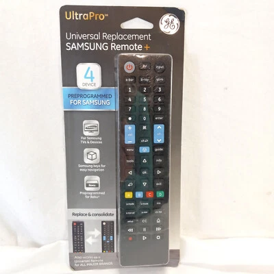 GE Ultra Pro~Universal Replacement TV Remote Samsung Preprogrammed New Sealed - Image 1 of 2