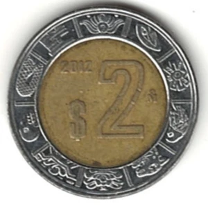 2012 messicano 2 pesos ~ BIMETALLICO ~ LO VOTI ~ VEDI LA SCANSIONE pz 19 - Foto 1 di 4