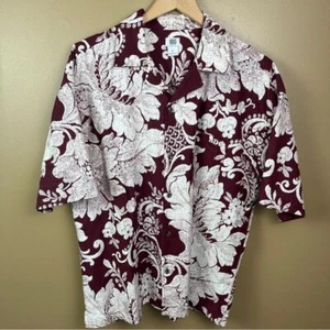 BDG Burgundy and White Floral Shirt Men's Large - Picture 1 of 13
