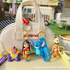 1Set Stitch Keychain Anime Figure Toys Bag Chain Pendant Cute Lilo Pelekai