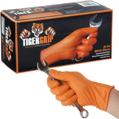 Tiger Grip Nitril-Einweghandschuhe orange Größe XXL 90 Stück reißfest genoppt - Bild 1 von 3