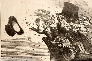 DAUMIER Original 1852 Zug Public Transport Öffentlicher Nahverkehr Charivary - Picture 1 of 3