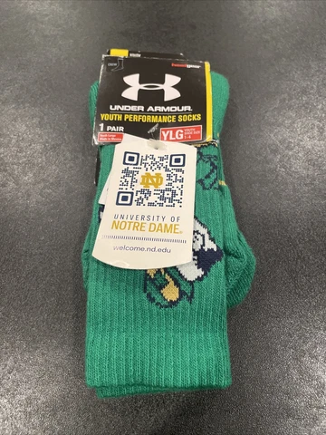 Notre Dame Under Armour UA Youth Large 1-4 Performance Over The Calf Socks NWT! Cover