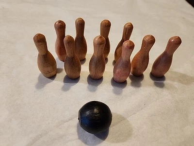 Vintage 1970s Table Top Snap Bowling Game Original Pins and Ball - Image 1 of 4