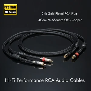 Pair OFC HiFi RCA Audio Cable With Gold Plated Signal Interconnect Cord - Picture 1 of 7