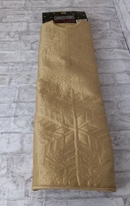 The Christmas Shoppe Tree Skirt Gold 50 Inch Round Quilted Holiday Snowflake NEW - Picture 1 of 6