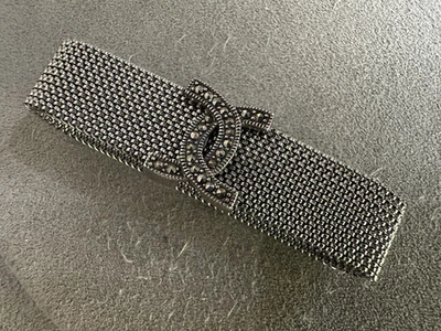 Chanel Vintage Silver Marcasite Mesh Stretch Bracelet - Image 1 of 4