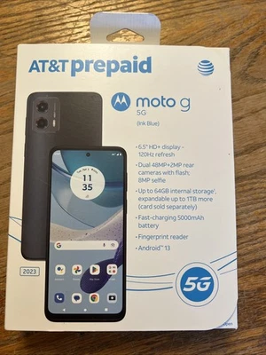 AT&T Motorola Moto G 5G 64GB (Ink Blue) PREPAID PHONE - Image 1 of 2