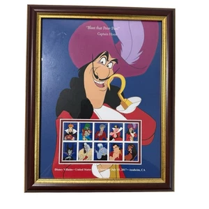Disney Villains USPS Stamps Framed Art Captain Hook New Stamps Open Frame Rare - Picture 1 of 7