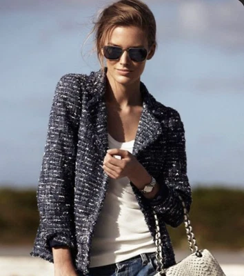 CHANEL 10A VINTAGE LARGE FAUX PEARLS CC LOGO JACKET BLAZER FR40  US8 - Image 1 of 4