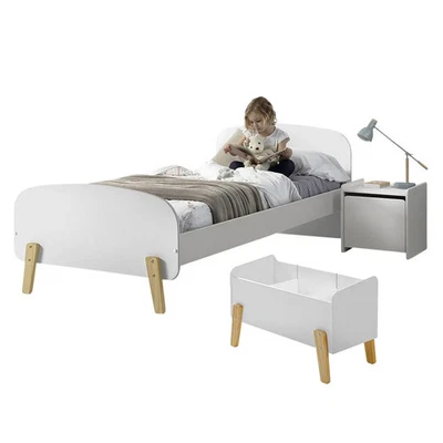 BODHI WHITE - Lit 90x200cm + Chevet + Coffre à Jouets - Photo 1/4