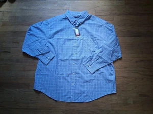 Roundtree Yorke Luxury Cotton Button Shirt LongSleeve Blue Mens 3XB - Picture 1 of 9