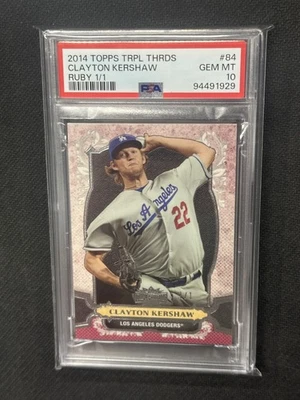 Clayton Kershaw 2014 Topps Triple Threads Ruby PSA 10 Dodgers #84 1/1 - Image 1 of 2