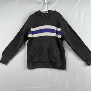 Polo Ralph Lauren Sweater Hooded Size Youth Boys size Small Knit Gray Preppy - Picture 1 of 11