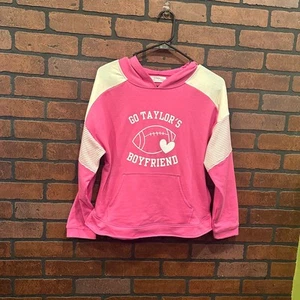 Go Taylors Boyfriend Football Hoodie Pink Taylor & Travis Fan Hoodie size 13/14 - Picture 1 of 13