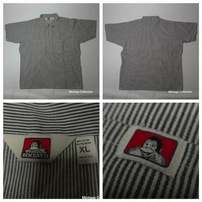 Vintage Ben Davis 1/4 Zip Gray Hickory Stripe Pullover Shirt Made in USA XL - Image 1 of 4