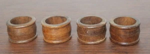 4 Vintage runde Holz Holz Serviettenringe Halter braun - Bild 1 von 4