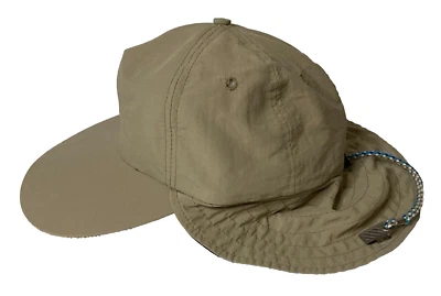 Vintage Columbia Sportswear Classic Fishing Hat Neckcover Clip Tan Made in USA - Image 1 of 4