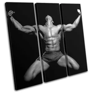 Muscular Male Nudes Sexy Sensual Erotic TREBLE CANVAS WALL ART Picture Print - Picture 1 of 1