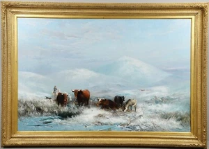 WILLIAM WIDGERY (1826-1893). WINTER ON DARTMOOR. Very large Oil Painting Signed - Picture 1 of 7