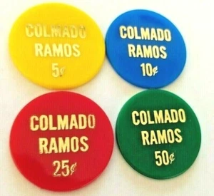 Juego de 4 COLMADO RAMOS Ficha Cupones SAN SEBASTIÁN FOOD STAMP Token PUERTO RICO - Imagen 1 de 6