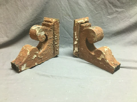 Small Pair  Antique Wood Porch Corbels Shabby VTG Chic Shelf Brackets 740-20B Cover