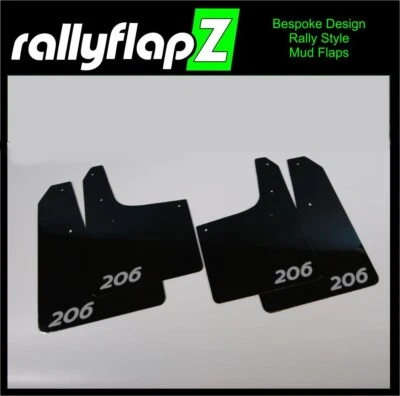 rallyflapZ | Mudflaps & Fixing Kit to fit Peugeot 206 Black 3.2mm PVC *Gloss L-S - Image 1 of 2