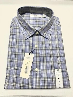 NOVA Camisa Social Masculina Turnbury XL Algodão Azul Cinza Xadrez Mangas Compridas Botão para Cima - Imagem 1 de 4