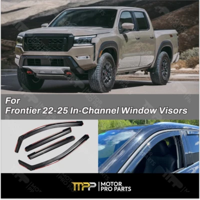 Window Vent Visors Rain Bug Deflectors In-Channel Fits 2022-2025 Nissan Frontier - Image 1 of 4