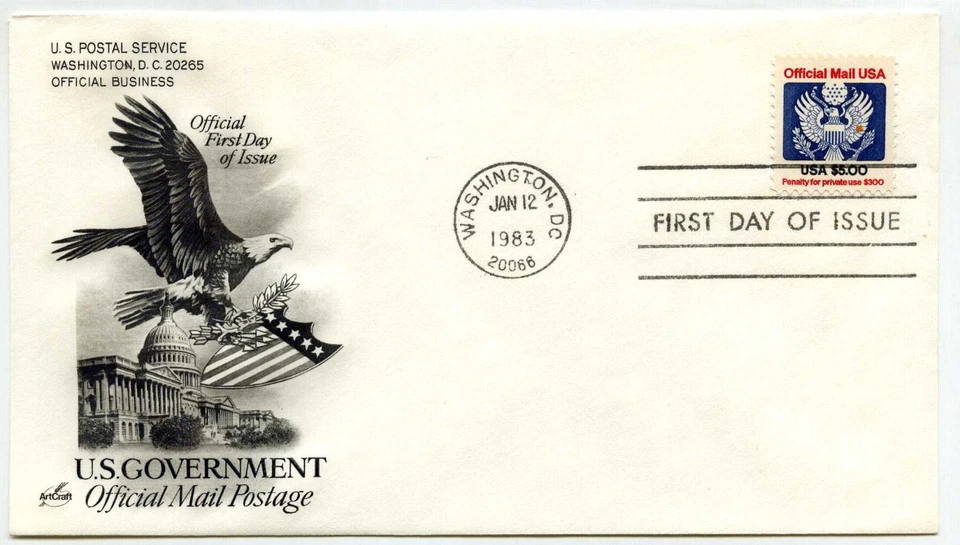 O133 $5.00 Official ArtCraft FDC - Image 1 of 1