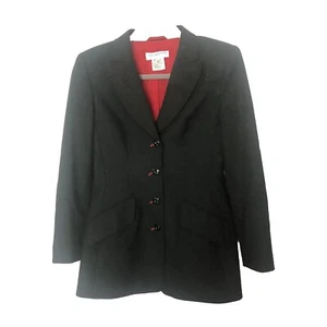 ESCADA Size 6 Small Margaretha Ley Gray Wool Blazer Jacket Size 36 Red Accent - Picture 1 of 8
