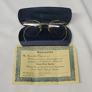 Occhiali da vista vintage 1/10 12K GF bordo filo oro full-vue mezza montatura con carta da prescrizione - Foto 1 di 20