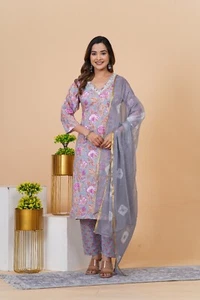 Indian Bollywood for women daily ware kurta with paint dupatta set - Picture 1 of 10