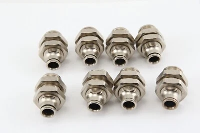 Norgren Pneufit Bulkhead union, 3/8 OD push-in quick connect, P/N 120290600 - Image 1 of 4