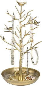 Jewelry Display Necklace Earring Organizer Holder Metal Birds Tree Stand - Picture 1 of 6