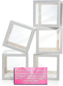 Baby Shower Balloon Boxes with Letters 5 Transparent Boxes for Party Decor - Picture 1 of 7